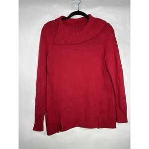 Karen Scott‎ Split Funnel Neck Sweater Woman's XS Red Long Sleeve Knit Classic